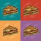 Pop art seamless pattern of sandwich . Fast food.