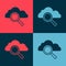 Pop art Search cloud computing icon isolated on color background. Magnifying glass and cloud. Vector