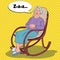 Pop Art Senior Woman Sleeping in Chair. Grandmother Resting in Armchair