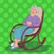 Pop Art Senior Woman Sleeping in Chair. Grandmother Resting in Armchair