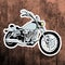 Pop art sticker. Hand drawing retro motorbike