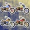 Pop art stickers set. Hand drawing retro motorbike