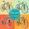 Pop art style elements. Set of vector bicycles