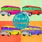 Pop art style elements. Set of vector buses