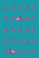 Pop Art Style Rows of Hot Pink Skin Fresh Banana on Teal Blue Background