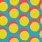 Pop-art style seamless print. Yellow Circles and Red shadow on Blue Background. Abstract Monochrome Seamless Pattern