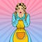 Pop Art Surprised Housewife. Shocked Young Beautiful Woman in Apron