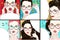 Pop art surprised woman face. Comic woman with speech bubble. Vector illustration