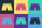 Pop art Swimming trunks icon isolated on color background. Vector