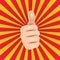 Pop art thumbs up hand like. Good hand gesture, OK icon comic style Vector illustration.