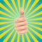 Pop art thumbs up hand like. Good hand gesture, OK icon comic style. Vector stock illustration