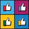 pop art thumbs up & like hand symbol used in social media - vector icon