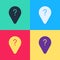 Pop art Unknown route point icon isolated on color background. Navigation, pointer, location, map, gps, direction