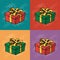 Pop art Vector Illustration of Gift Boxes with Ribbon and Bow. Pattern for Birthday Celebration, Christmas, Valentines, Party, Ann