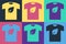 Pop art Vegan shirt icon isolated on color background. Vector