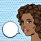Pop art woman vector illustration, beautiful afro american woman thinking with bubble for your text