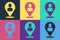 Pop art Worker location icon isolated on color background. Vector
