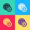 Pop art World Globe and Israel icon isolated on color background. Vector