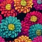 Pop Art Zinnia: Vibrant Flowers In Triadic Neon Colors