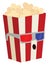 Pop corn watching movie, vector or color illustration