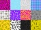 Pop Culture Nineties Seamless Pattern Background Set. Vector