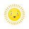 Pop eyed Sun. Sunshine cute summer logo, vector design