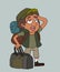 Pop-eyed tourist boy vector cartoon portrait