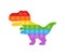 Pop it fidget. Trendy sensory plaything. Dinosaur shaped antistress children game. Colorful hand toy with push bubbles