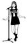 Pop Singer Girl 60s. Black and white ink style vector clipart