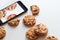 Pop-up cookies from smartphone concept