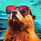 Popart Beaver Wearing Sunglasses By Sydney Mcqueen