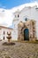 POPAYAN, COLOMBIA - FEBRUARY 06, 2018: Outdoor view of Santo Domingo church with a stoned fountain in front, located in