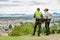 POPAYAN, COLOMBIA - FEBRUARY 06, 2018: Outdoor view of unidentified people wearing uniform police and enjoying the view