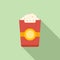 Popcorn bag icon flat vector. Corn seller