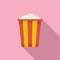 Popcorn bag icon flat vector. Machine corn
