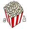 Popcorn Box Red White Strip Cinema Snack Drawing Vector Illustration