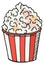Popcorn bucket color doodle. Cinema snack icon