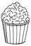 Popcorn bucket icon. Traditional cinema snack sketch
