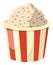 Popcorn bucket. Traditional movie snack. Fast food icon