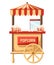 Popcorn cart carnival store and fun festival cart. Popcorn cartoon delicious tasty retro car. Candy corn container seller snack fo