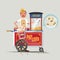 Popcorn cart with seller -