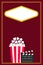 Popcorn. Clapper board. Movie night cinema icon. Pop corn food. Light board. Classic retro symbol. White red strip box. Cute frame