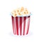 Popcorn in classic striped red white cardboard box