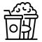 Popcorn and cola icon, outline style