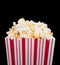 Popcorn container on a black background