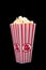 Popcorn container on a black background