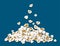 Popcorn fall down on heap vector illustration.