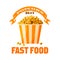 Popcorn fast food snack vector isolated icon