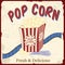 Popcorn with film strip and movie tickets poster