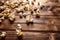 Popcorn flakes on a wooden background